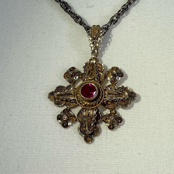 Sterling Silver Jerusalem Cross Pendant - Picture 2 of 9